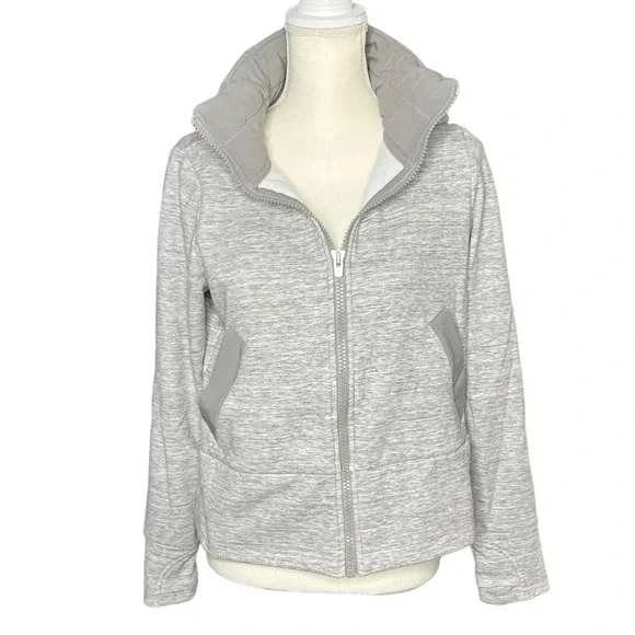 Athleta Victory Primaloft Full Zip Hooded Jacket in Heather Gray Size Small - Picture 2 of 15